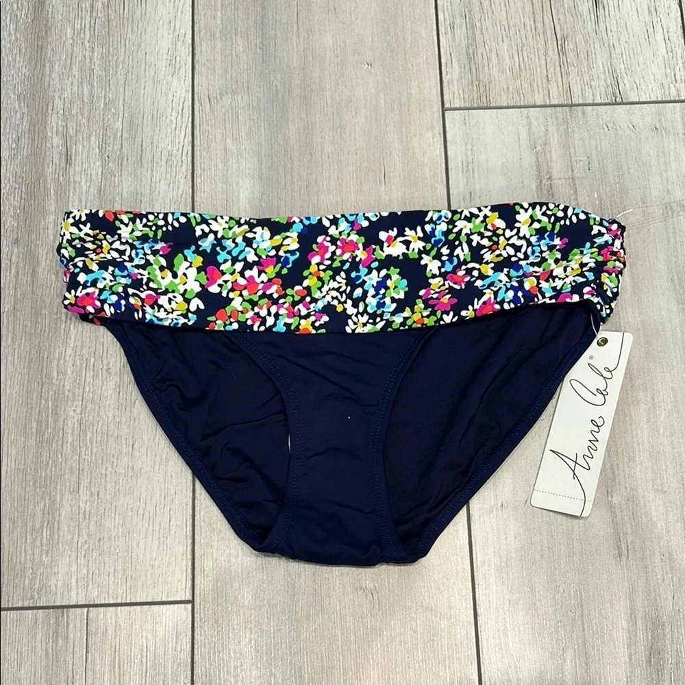 Anne Cole floral banded multi color swim bikini bottoms size XS